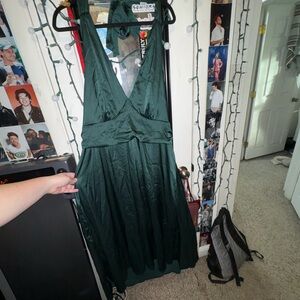 SHEIN Deep Green Backless Dress NEVER WORN